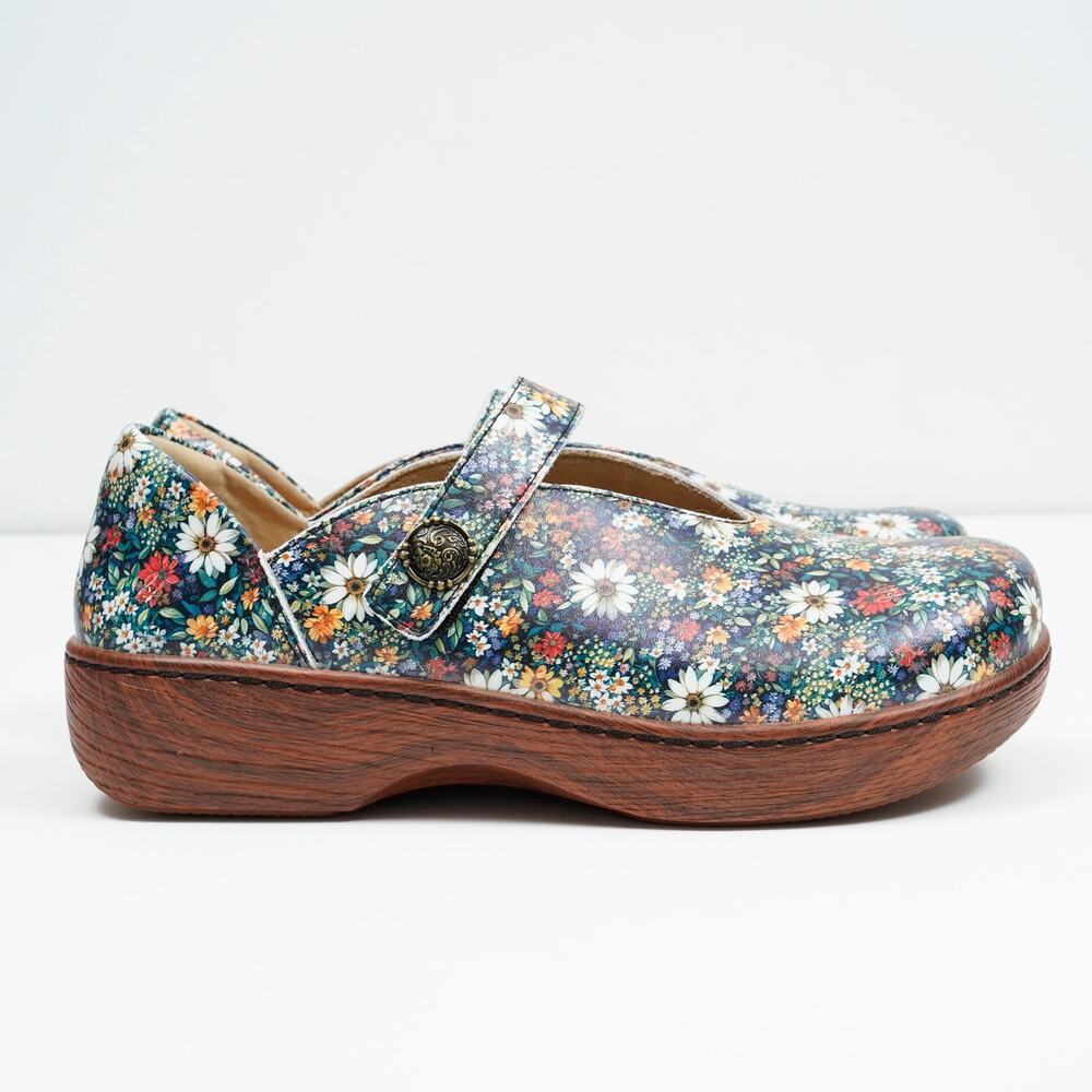 Alegria Ophelia Sugar N Spice Floral Leather Mary Jane Clogs EU 38 US 7.5 8 - Picture 2 of 11
